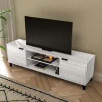 Latitude Run® 70" Mid Century Modern TV Stand for up to 60" TV's with Adjustable Shelves and Dual Storage Compartment