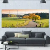 Made in Canada - Design Art 'Winding Country Road in the Fall'  6 Piece Photographic Print Set on Canvas