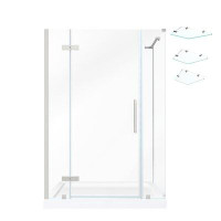 Ove Decors OVE Decors Endless TA1431381 Tampa, Corner Frameless Hinge Shower Door And Base, 54 In. W X 74 3/4 In. H, In