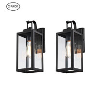 17 Stories 1-Light Matte Black Outdoor Wall Lantern Sconce with Clear Glass