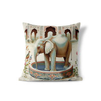 Bungalow Rose Elephant Indoor/Outdoor Pillow in removable cover