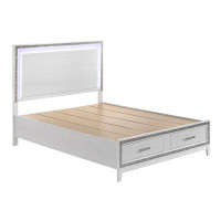 Everly Quinn Caillo LED And White Queen Bed With LED And Drawer