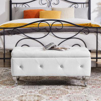 House of Hampton Storage Bench, Flip Top Entryway Bench Seat With Safety Hinge, Storage Chest With Padded Seat, Bed End