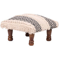 Foundry Select Handmade Cotton Dhurrie Upholstered Footstool