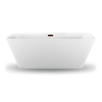 Streamline Bath 59" Streamline Freestanding Soaking Acrylic Bathtub With Drain and Bamboo Tray