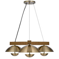 Everly Quinn Dundesert 3 - Light Rectangle LED Pendant with Wood Accents
