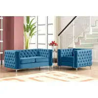 Willa Arlo™ Interiors Virgil Grey Velvet 2 Pieces Loveseat And Arm Chair Living Room Set