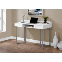 Orren Ellis Boatright Computer Desk, Home Office, Laptop, Storage Drawers, 48"L, Work, Metal, Laminate, Brown