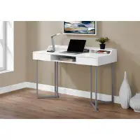 Orren Ellis Boatright Computer Desk, Home Office, Laptop, Storage Drawers, 48"L, Work, Metal, Laminate, Brown