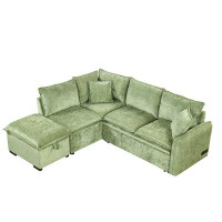 Latitude Run® Convertible Sofa Bed Sectional Sofa Sleeper L-shaped Sofa with a Storage Ottoman