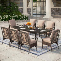 Alphamarts Rectangular Extendable 8 - Person Outdoor Dining Set With Cushions