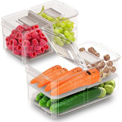 Prep & Savour 6.18" H x 7" W x 11.38" D_Produce Saver Containers for Refrigerator, Food Fruit Vegetables storage, 2 Pcs  in Refrigerators