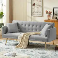 Latitude Run® Latitude Run® Velvet Futon Sofa Bed,Adjustable Convertible Folding Sleeper Couch Bed For Compact Living Sp