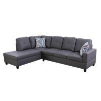 Latitude Run® Dark Grey Semi PU Synthetic Leather Sofa For Living Room