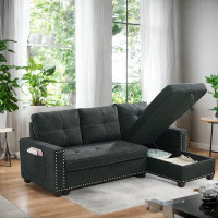 Latitude Run® Modern Reversible Sectional Sleeper Sofa With Storage Chaise And Side Pocket