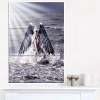 Made in Canada - Design Art Woman with Dark Angel Wings - 3 Piece Graphic Art on Wrapped Canvas Set