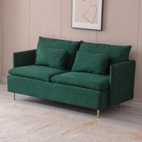 Mercer41 Modern Emerald Cotton Linen Upholstered Loveseat Sofa, 63.8'' Wide: Elegant Comfort