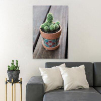 Foundry Select Green Cactus Plant On Brown Clay Pot 26 - 1 Piece Rectangle Graphic Art Print On Wrapped Canvas
