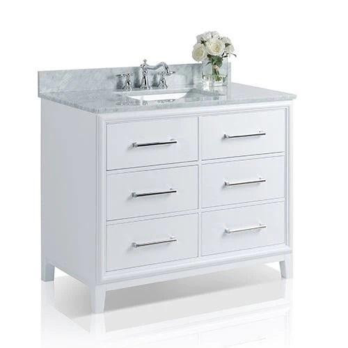 42 or 60 Inch ( 22 In D ) Ellie Bathroom Vanity with Sink and Carrara White Marble Top Cabinet Set in White Finish  ANC in Cabinets & Countertops - Image 2