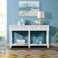 Astoria Grand Retro Console Table Entryway Table 58" Long Sofa Table With 2 Drawers In Same Size And Bottom Shelf