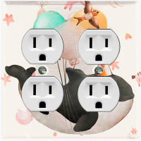 WorldAcc Cute Nursery Whale Birds Party 2-Gang Toggle Light Switch Wall Plate