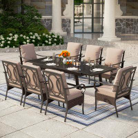 Lark Manor Rectangular Extendable 8 - Person Outdoor Dining Set With Cushions