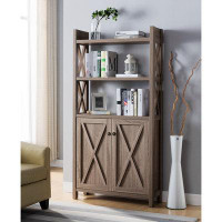 Gracie Oaks 5-Tier Wood Bookcase With Storage Cabinet