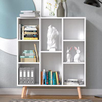 Latitude Run® Latitude Run® White Small Bookshelf, Wood 8 Cube Storage Organizer Book Shelves With Anti-Tilt Device, Fre
