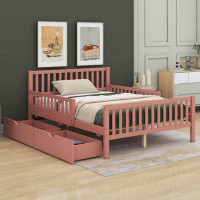 Winston Porter Twin Size Wood Platform Bed With Guardrails On Both Sides And Two Drawers