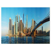 Made in Canada - Design Art New York City with Brooklyn Bridge Cityscape - Wrapped Canvas Photograph Print