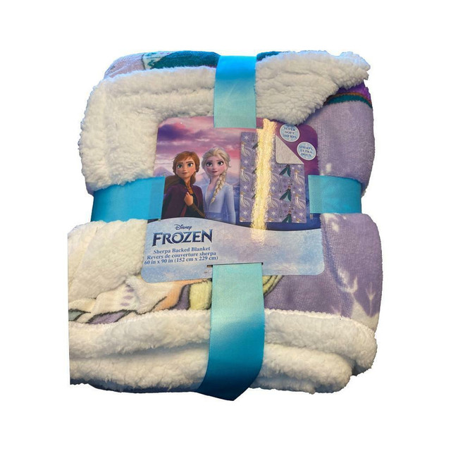 Disney Frozen Explore & Believe Sherpa Plush Throw Kids Blanket - Girls 60x90 Blanket Printed Princess Characters in Bedding - Image 2