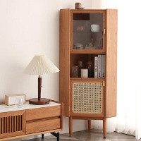 Bay Isle Home™ 57.09" Cherry wood colour Corner Solid Wood Display & China Cabinets