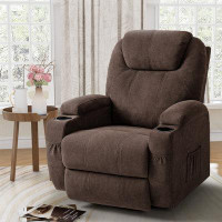 Latitude Run® Fabric Rocking Chair with Massage, 360 Degree Swivel Sofa Seat with Drink Holder