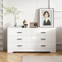Ebern Designs White 6 Drawers Dresser For Bedroom Storage
