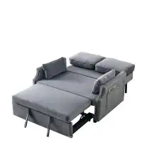 Mercer41 50" Upholstered Sleeper Sofa bed with Side Storage Pockets and 2 Pillows