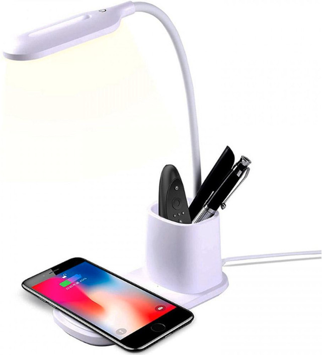 PowerDEL® LED Flexible Desk Lamp with Pencil Holder and Wireless Phone Charger in Indoor Lighting & Fans