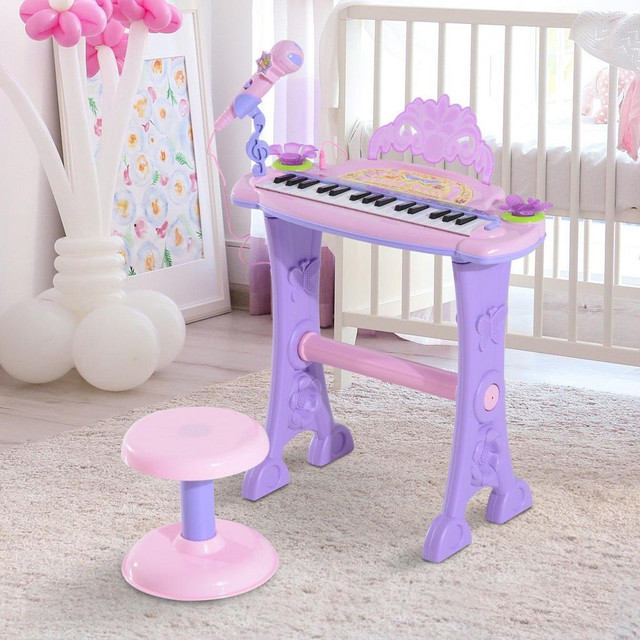 KIDS PIANO ELECTRONIC KEYBOARD INSTRUMENT WITH MICROPHONE AND STOOL 32 KEYS MUSICAL TOY ORGAN EDUCATIONAL GIFT FOR CHILD in Toys & Games - Image 3