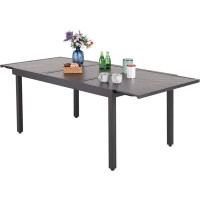 17 Stories Outdoor Dining Expandable Table,62"- 84" Adjustable Outdoor Furniture Rectangle Table For 6-8 Person Lawn Gar