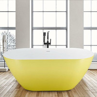 67x30x24 Acrylic Freestanding Bathtub in 3 Colors ( Lemon Yellow, Victoria Blue & Shades of Gray )