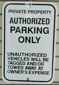 Authorized Parking Signs - Aluminum - $50.00
