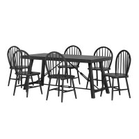 17 Stories Payton Iron And Wood 7 Piece Dining Table
