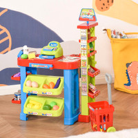 Kids Supermaket Playset 24" x 15" x 31.5" Blue, Green and Red