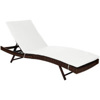 Wrought Studio Wrought Studio™ All-Weather Wicker Patio Lounge Chaise With Removable Thick Cushion,Lounge Chair With 5-P