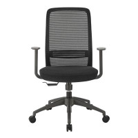 Inbox Zero Mandisha Mid-Back Office Chair In Grey Mesh Back And Black Fabric Seat