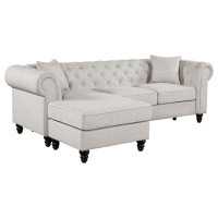 Darby Home Co Adesh Upholstered Tufted Sectional Oatmeal