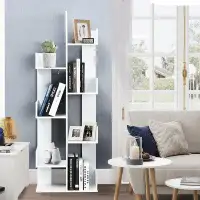Latitude Run® Latitude Run® Freestanding Bookshelf 8-shelf Floor Stand Display Wooden Bookcase For Home Ofiice Black