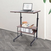 Inbox Zero Jimmia 23.62'' Mobile Side Table with Wheels Adjustable Laptop Desk Cart Portable