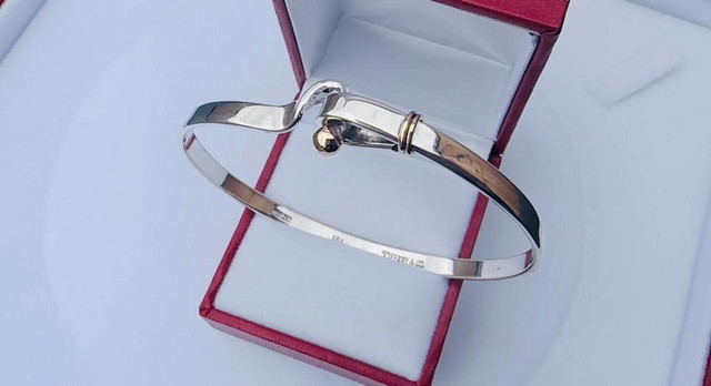 #443 - Sterling &amp; 18kt Bangle, Marked: “TIFFANY &amp; CO,”. 7” Length in Jewellery & Watches - Image 2