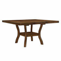 Creationstry Transitional Dining Table with Lower Display Shelf and Extension Leaf