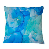 East Urban Home Blue Luxury Abstract Fluid Art XXIV - Modern Printed Throw Pillow